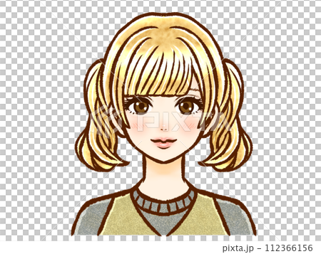 Illustration material of an adult woman with blonde twintails Illustration material of an adult woman with blonde twintails 112366156