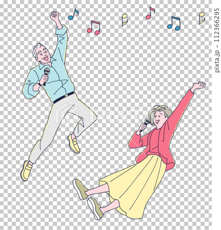 カラオケを楽しむ中高年の男女 カラオケを楽しむ中高年の男女 112366295