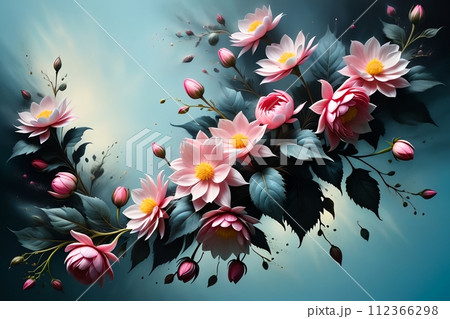 Abstract background of pink asters. 112366298