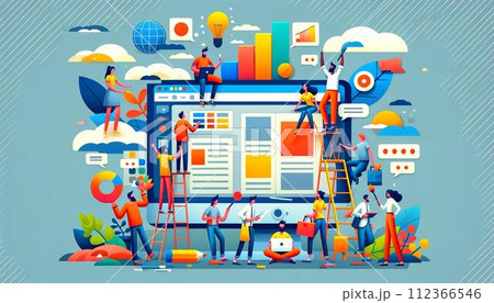 IT社会をみんなでつくるイメージ図のイラスト素材 [112366546] - PIXTA