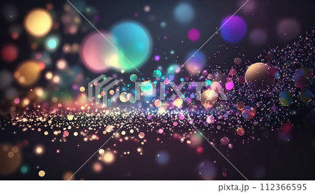 Colorful shiny bokeh particles. Generative AI 112366595
