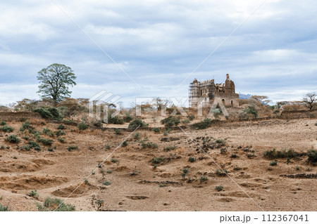 Ruins of Guzara royal palace, Gondar Ethiopia, African heritage architecture 112367041