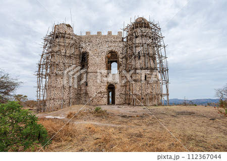 Ruins of Guzara royal palace, Gondar Ethiopia, African heritage architecture 112367044