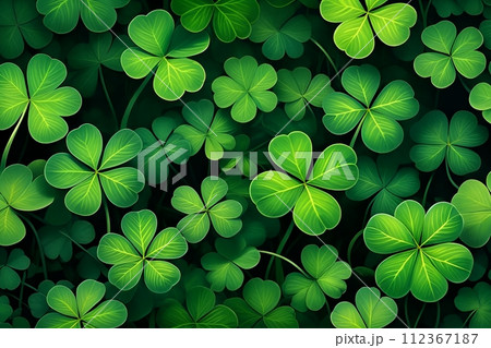 Abstract green background for St. Patrick's Day, decorated with shamrock leaves. Abstract green background for St. Patrick's Day, decorated with shamrock leaves. 112367187