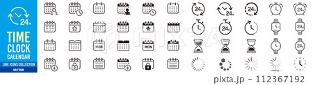 Time Clock liner Icons collection vector 112367192