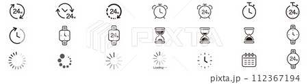 Time Clock liner Icons collection vector 112367194