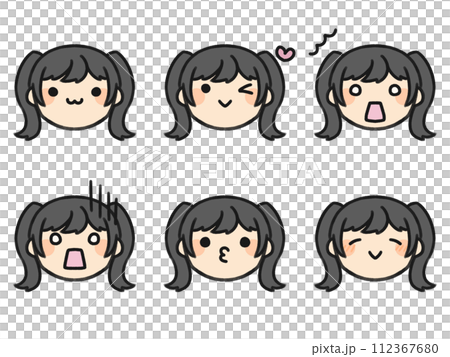 Twintails and various facial expressions set Twintails and various facial expressions set 112367680