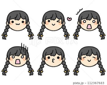 みつあみさんといろいろな表情セット 112367683
