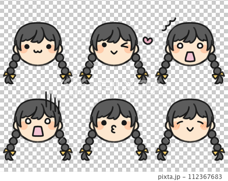 みつあみさんといろいろな表情セット 112367683