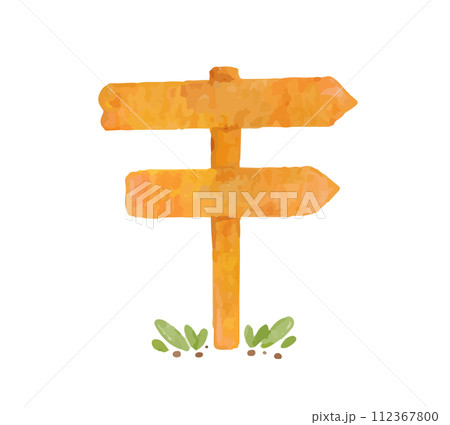 sign label wood watercolor vector illustration 112367800