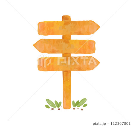 sign label wood watercolor vector illustration 112367801