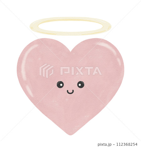 Watercolor Cute adorable joyful love pink angel heart Watercolor Cute adorable joyful love pink angel heart 112368254