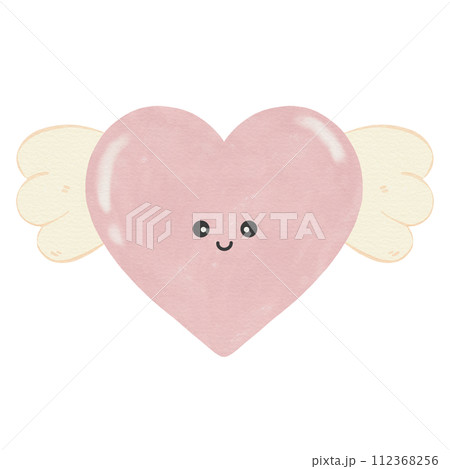 Watercolor Cute adorable joyful love pink flying angel heart 112368256
