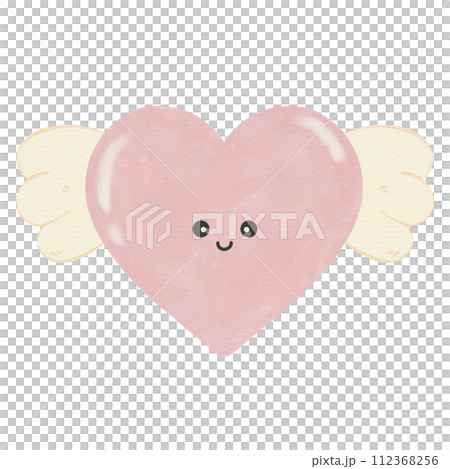 Watercolor Cute adorable joyful love pink flying angel heart 112368256