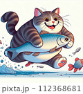 魚をとってきた猫 112368681