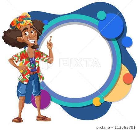 Joyful Character with Abstract Frame 112368701
