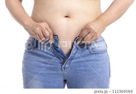 Fat woman trying to wear jeans Fat woman trying to wear jeans 112369569