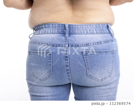 Back view.  fat women has overweight 112369574