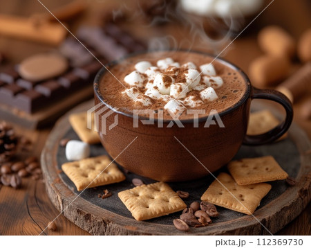 hot chocolate with marshmallows 112369730