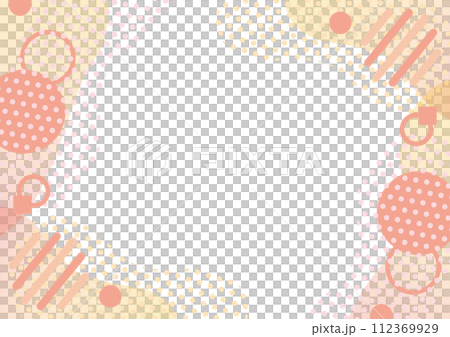 流体シェイプ　幾何学模様のポップなぐにゃぐにゃフレーム背景　ピンク系　サイズ比率3:4 112369929