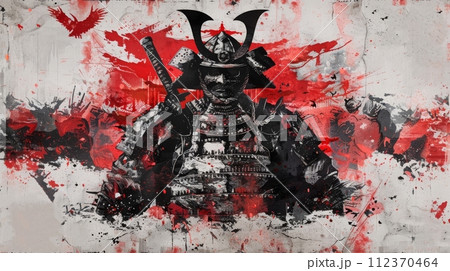 墨絵風の侍イラスト,Generative AI AI画像 墨絵風の侍イラスト,Generative AI AI画像 112370464