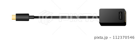 横向きの変換ケーブル_USB Type-C_オス_HDMI Type-A_メス 横向きの変換ケーブル_USB Type-C_オス_HDMI Type-A_メス 112370546