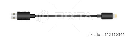 横向きの変換ケーブル_USB Type-A 2.0_オス_Lightning_オス 112370562