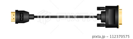 横向きの変換ケーブル_HDMI Type-A_オス_DVI24ピン(DVI-D)_オス 112370575