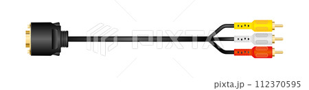 横向きの変換ケーブル_D-Terminal Video Cable_オス_RCA ピン 112370595