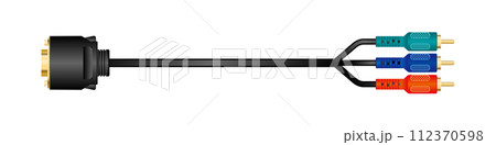 横向きの変換ケーブル_D-Terminal Video Cable_オス_RCA Plug With 横向きの変換ケーブル_D-Terminal Video Cable_オス_RCA Plug With 112370598