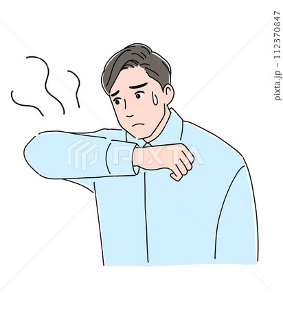 衣服の匂いが気になる男性 衣服の匂いが気になる男性 112370847