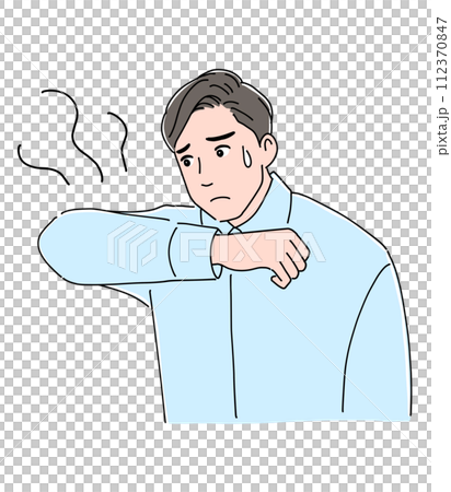 衣服の匂いが気になる男性 衣服の匂いが気になる男性 112370847