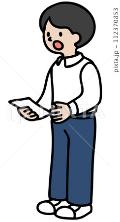 発言する男子学生のベクターイラスト 112370853
