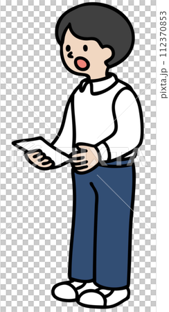 発言する男子学生のベクターイラスト 112370853