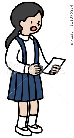 発言する女子学生のベクターイラスト 112370854