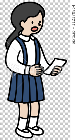発言する女子学生のベクターイラスト 112370854