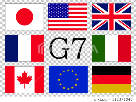 Flags of countries participating in the G7 summit 112371049