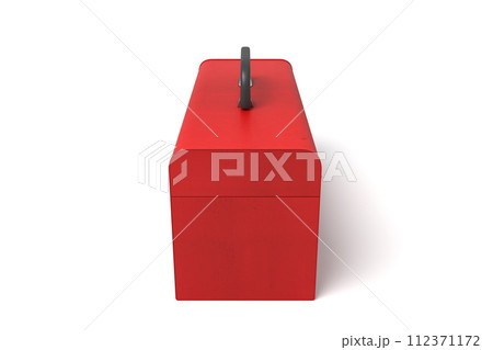 Red toolbox closed on white background 112371172