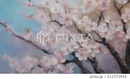 桜 油絵のイラスト素材 [112371642] - PIXTA