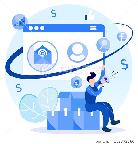Illustration vector graphic cartoon character of digital marketing 112372260
