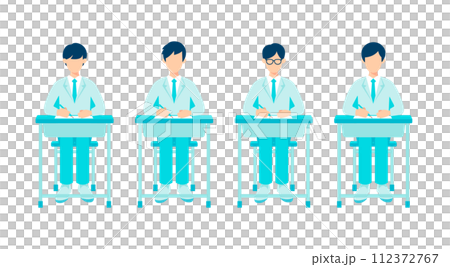 机に向かう男子学生 112372767