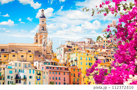 Menton town, France 112372810