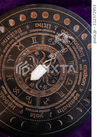 Healing crystals on brown background 112372953