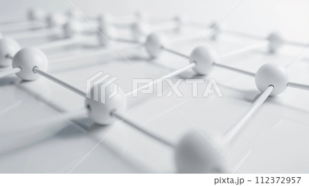 A high-resolution image depicting a network of interconnected spheres and rods, symbolizing connectivity, structure, and scientific concepts 112372957