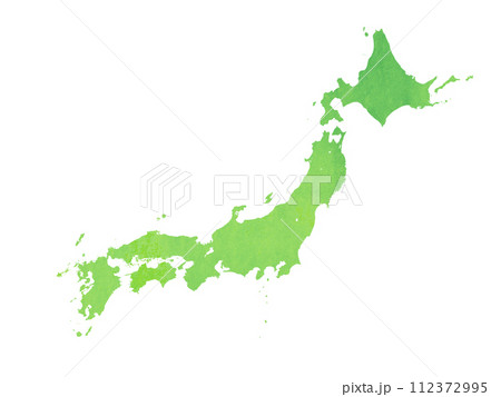 シンプルな緑の日本地図 シンプルな緑の日本地図 112372995