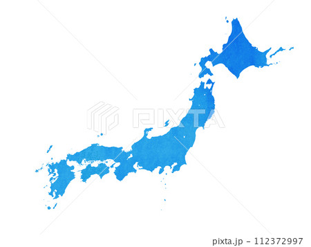 シンプルな青色の日本地図 112372997
