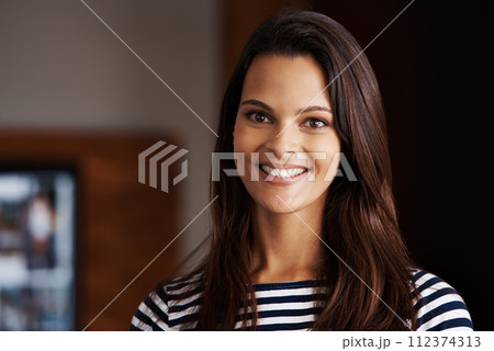 Woman, portrait and smile from professional in office, confident and pride for creative business. Female person, entrepreneur and opportunity for career development, startup company and job in Brazil Woman, portrait and smile from professional in office, confident and pride for creative business. Female person, entrepreneur and opportunity for career development, startup company and job in Brazil 112374313