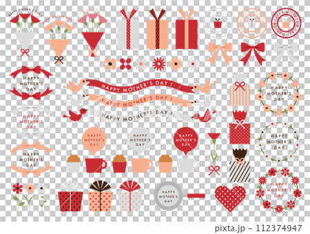 禮物盒與母親節素材插畫集 禮物盒與母親節素材插畫集 112374947