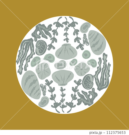 Shells undersea world pattern in a circle poster Shells undersea world pattern in a circle poster 112375653