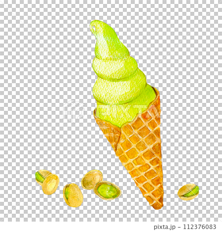ピスタチオソフトクリーム 水彩イラスト ピスタチオソフトクリーム 水彩イラスト 112376083